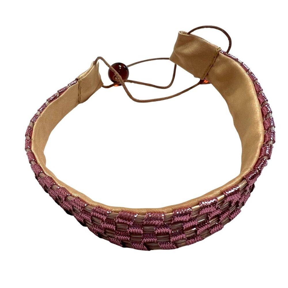 La Veste Handmade Choker in Pink Lurex